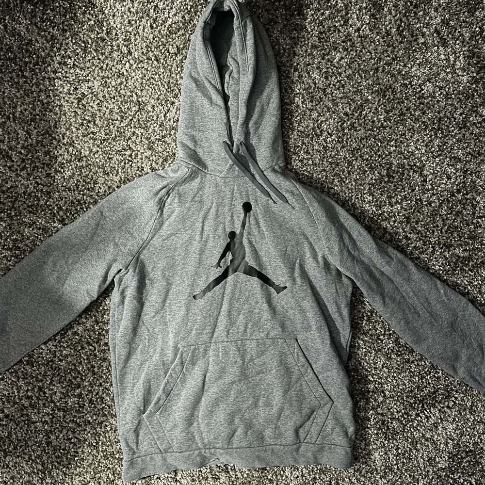 Jordan Hoodie Size L Gray Jumpman Logo Fleece